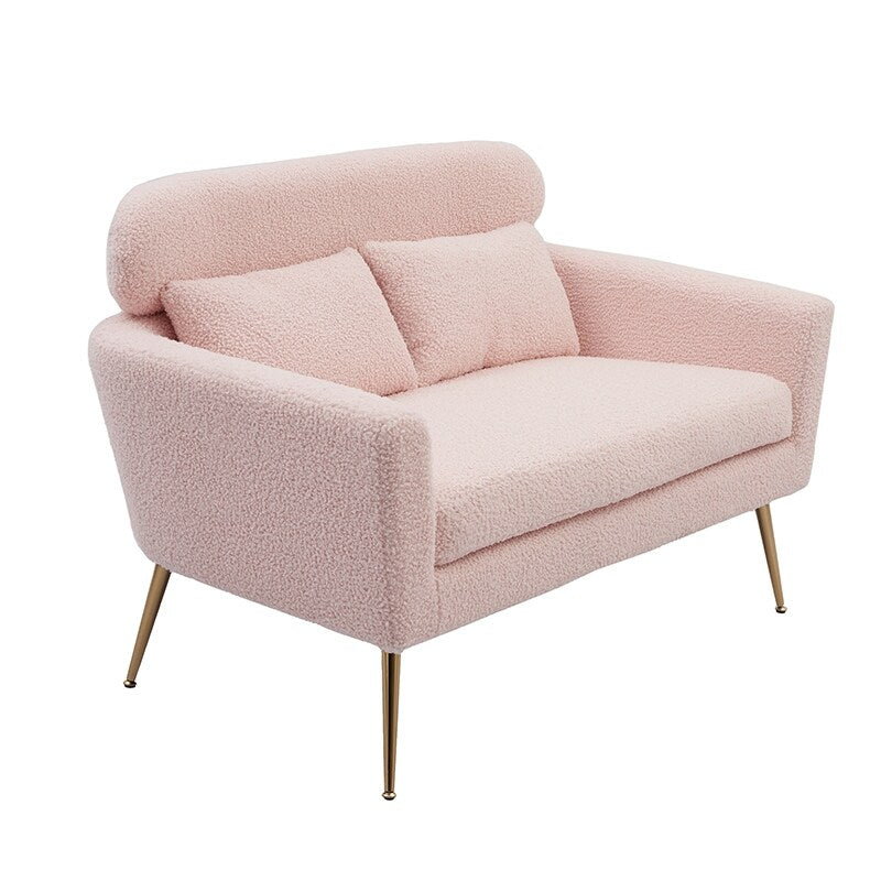 51"W Boucle Upholstered Loveseat with 2 Throw Pillows and Thick Padded for Bedroom and Small Space