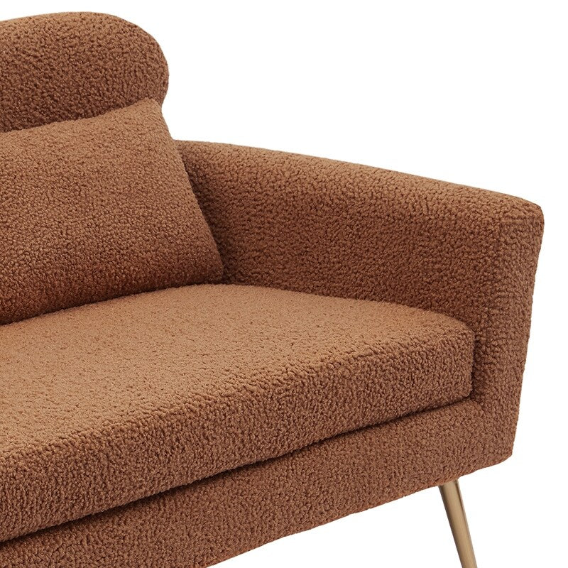 51"W Boucle Upholstered Loveseat with 2 Throw Pillows and Thick Padded for Bedroom and Small Space