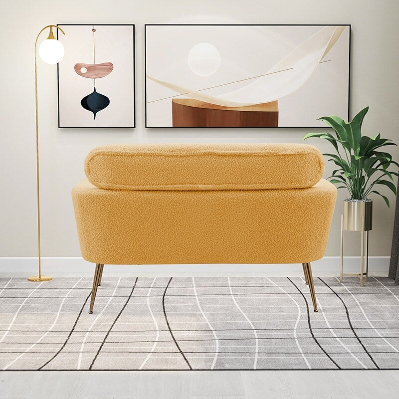 51"W Boucle Upholstered Loveseat with 2 Throw Pillows and Thick Padded for Bedroom and Small Space