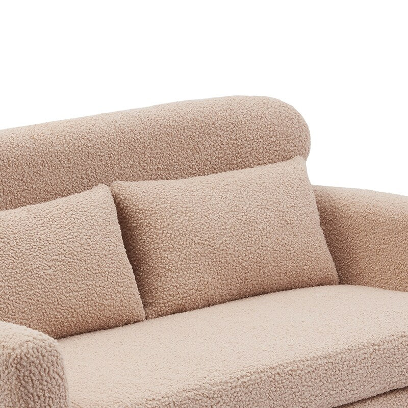 51"W Boucle Upholstered Loveseat with 2 Throw Pillows and Thick Padded for Bedroom and Small Space