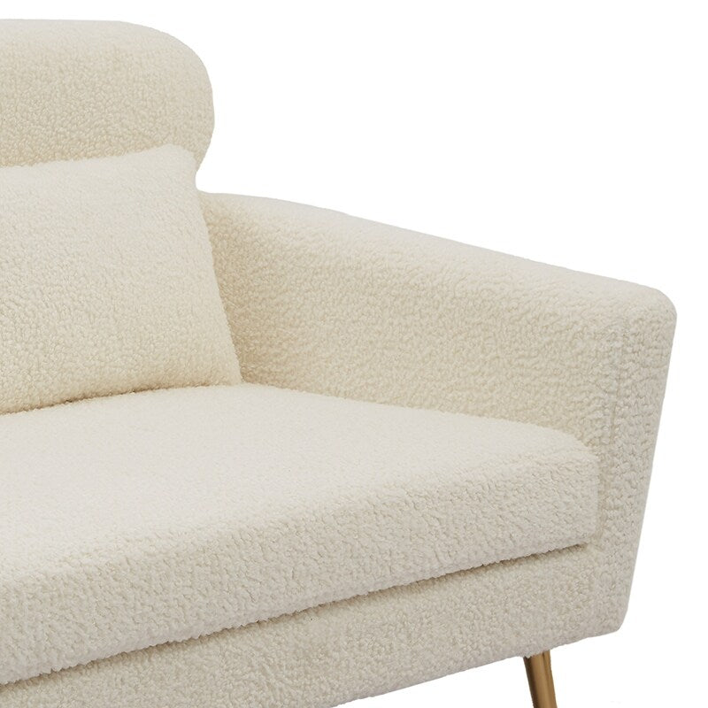 51"W Boucle Upholstered Loveseat with 2 Throw Pillows and Thick Padded for Bedroom and Small Space