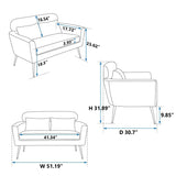 51"W Boucle Upholstered Loveseat with 2 Throw Pillows and Thick Padded for Bedroom and Small Space
