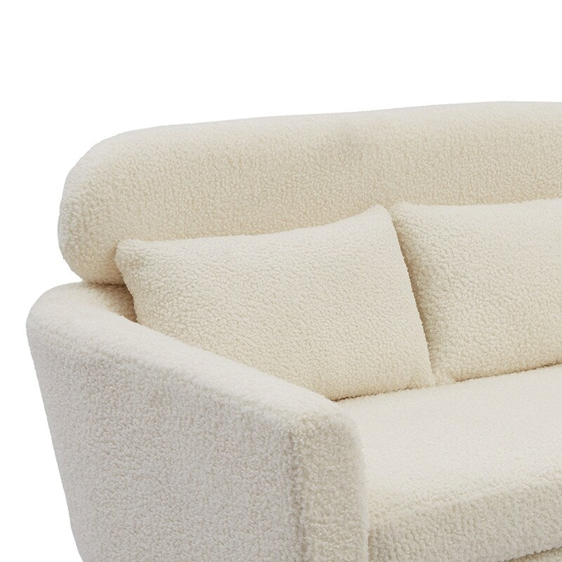 51"W Boucle Upholstered Loveseat with 2 Throw Pillows and Thick Padded for Bedroom and Small Space