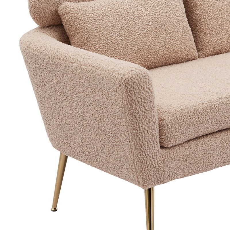 51"W Boucle Upholstered Loveseat with 2 Throw Pillows and Thick Padded for Bedroom and Small Space