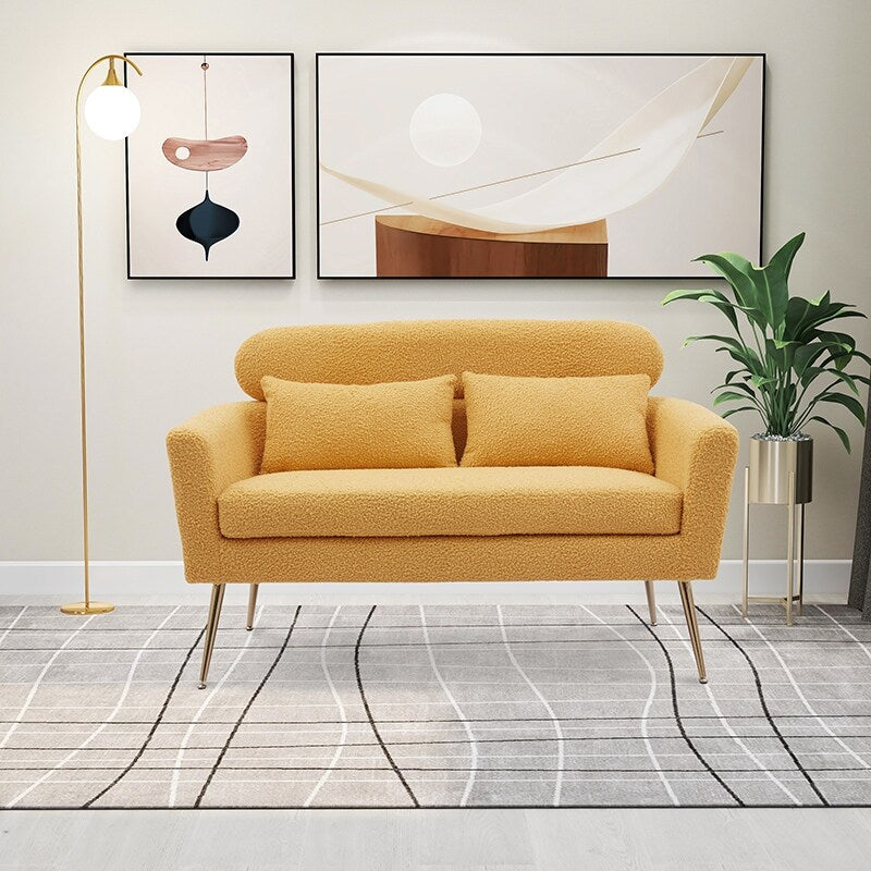 51"W Boucle Upholstered Loveseat with 2 Throw Pillows and Thick Padded for Bedroom and Small Space