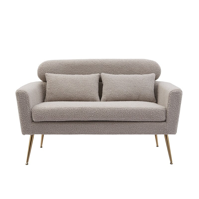51"W Boucle Upholstered Loveseat with 2 Throw Pillows and Thick Padded for Bedroom and Small Space