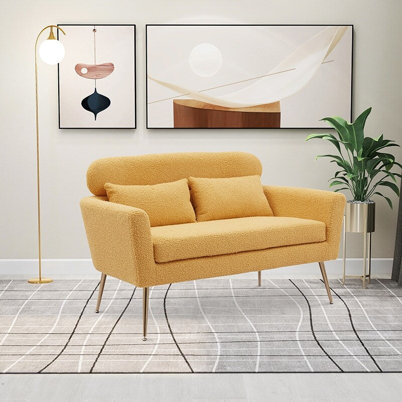 51"W Boucle Upholstered Loveseat with 2 Throw Pillows and Thick Padded for Bedroom and Small Space