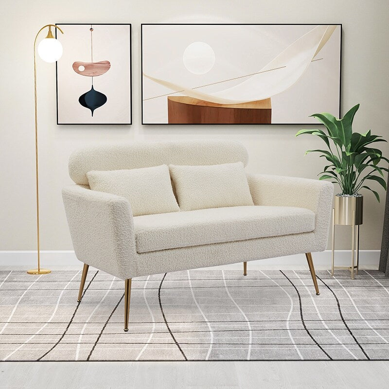51"W Boucle Upholstered Loveseat with 2 Throw Pillows and Thick Padded for Bedroom and Small Space