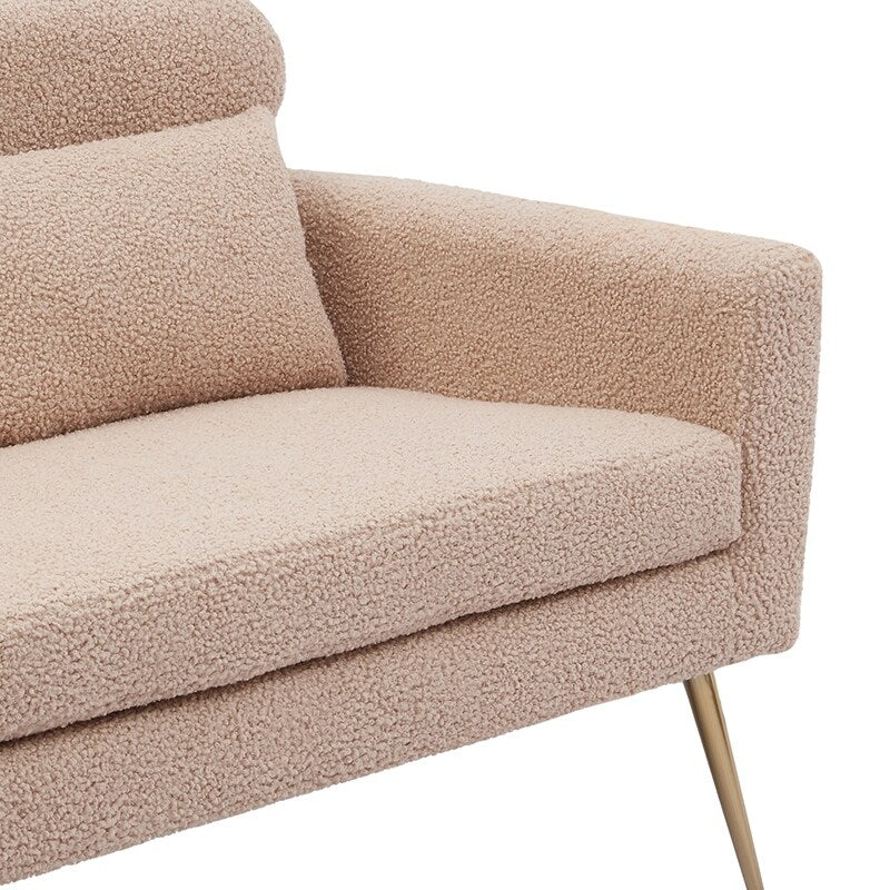 51"W Boucle Upholstered Loveseat with 2 Throw Pillows and Thick Padded for Bedroom and Small Space