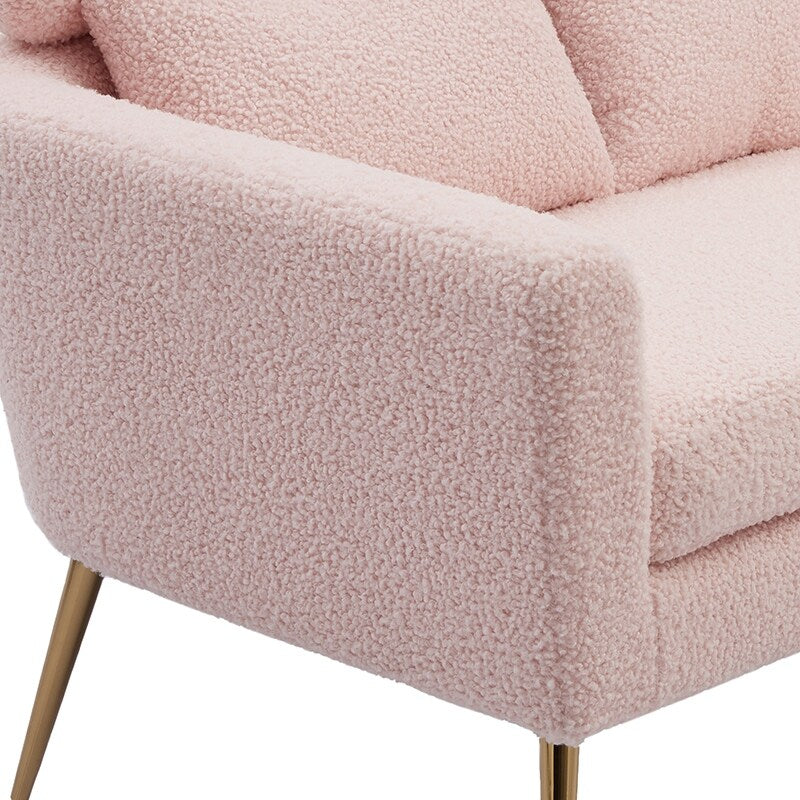 51"W Boucle Upholstered Loveseat with 2 Throw Pillows and Thick Padded for Bedroom and Small Space