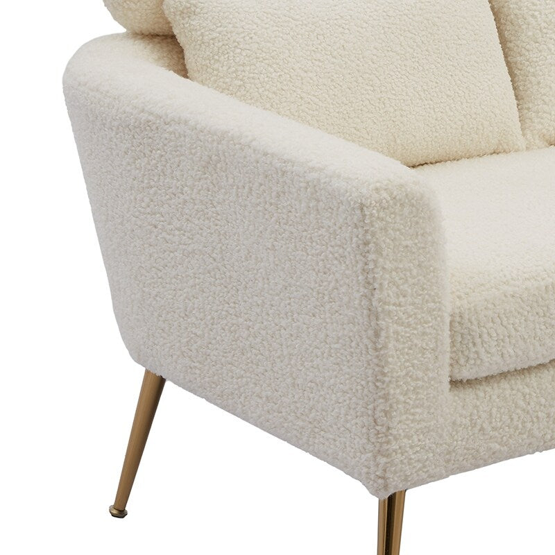 51"W Boucle Upholstered Loveseat with 2 Throw Pillows and Thick Padded for Bedroom and Small Space