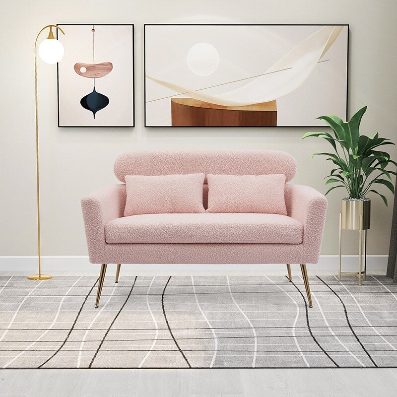 51"W Boucle Upholstered Loveseat with 2 Throw Pillows and Thick Padded for Bedroom and Small Space