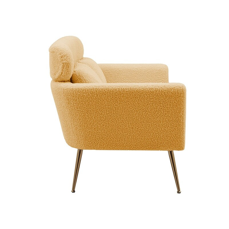 51"W Boucle Upholstered Loveseat with 2 Throw Pillows and Thick Padded for Bedroom and Small Space