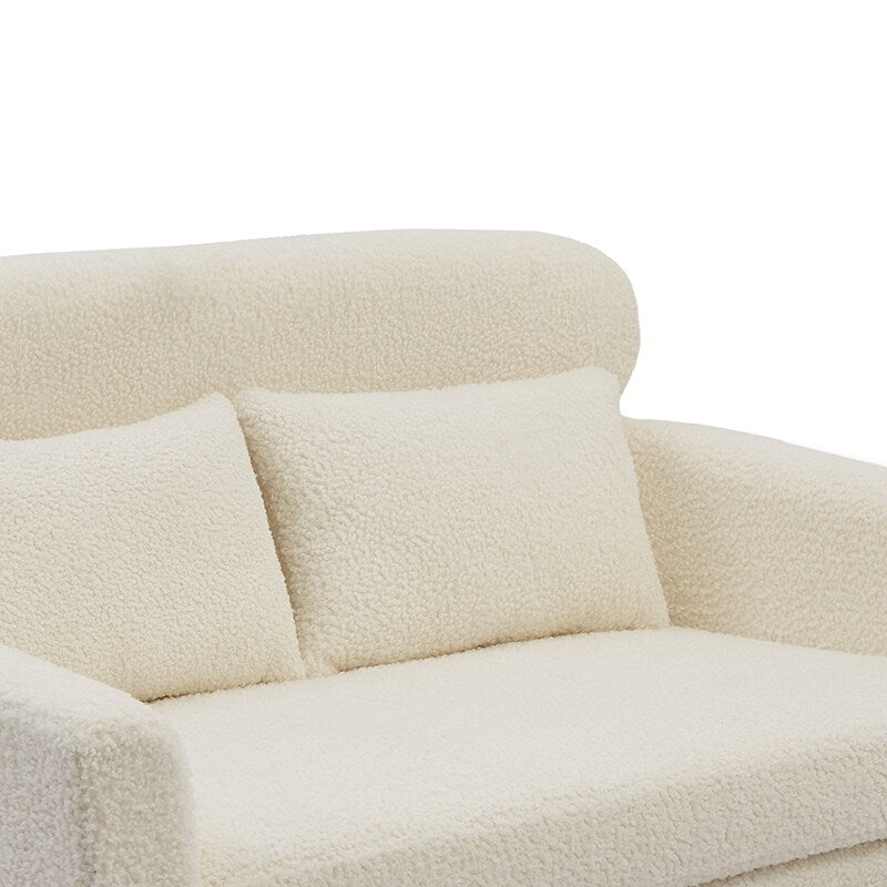 51"W Boucle Upholstered Loveseat with 2 Throw Pillows and Thick Padded for Bedroom and Small Space