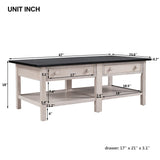 Classical Wooden Espresso & White Coffee Table for Living Room, Bedroom