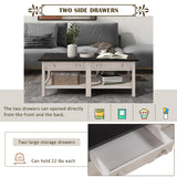 Classical Wooden Espresso & White Coffee Table for Living Room, Bedroom