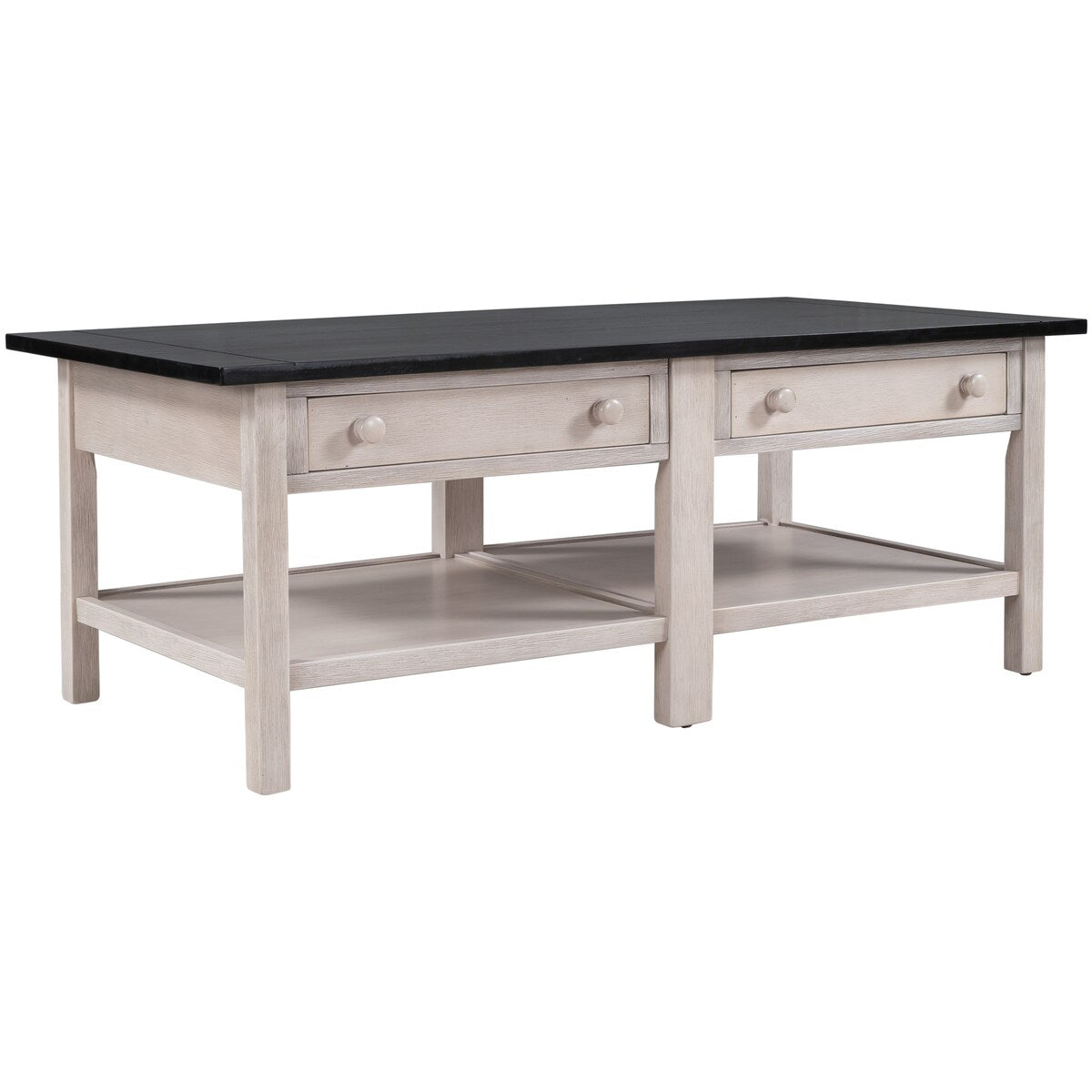 Classical Wooden Espresso & White Coffee Table for Living Room, Bedroom