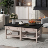 Classical Wooden Espresso & White Coffee Table for Living Room, Bedroom