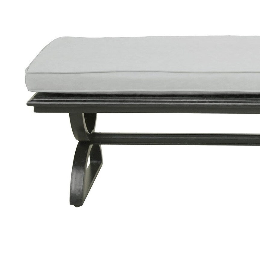 Dining Bench with Solar Protected Fabrics Cushion Covers for Entryway Living Room, Cast Silver