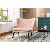 Fabric High Back Accent Chair with Padded Seat and Solid Wood Frame