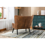 Fabric High Back Accent Chair with Padded Seat and Solid Wood Frame