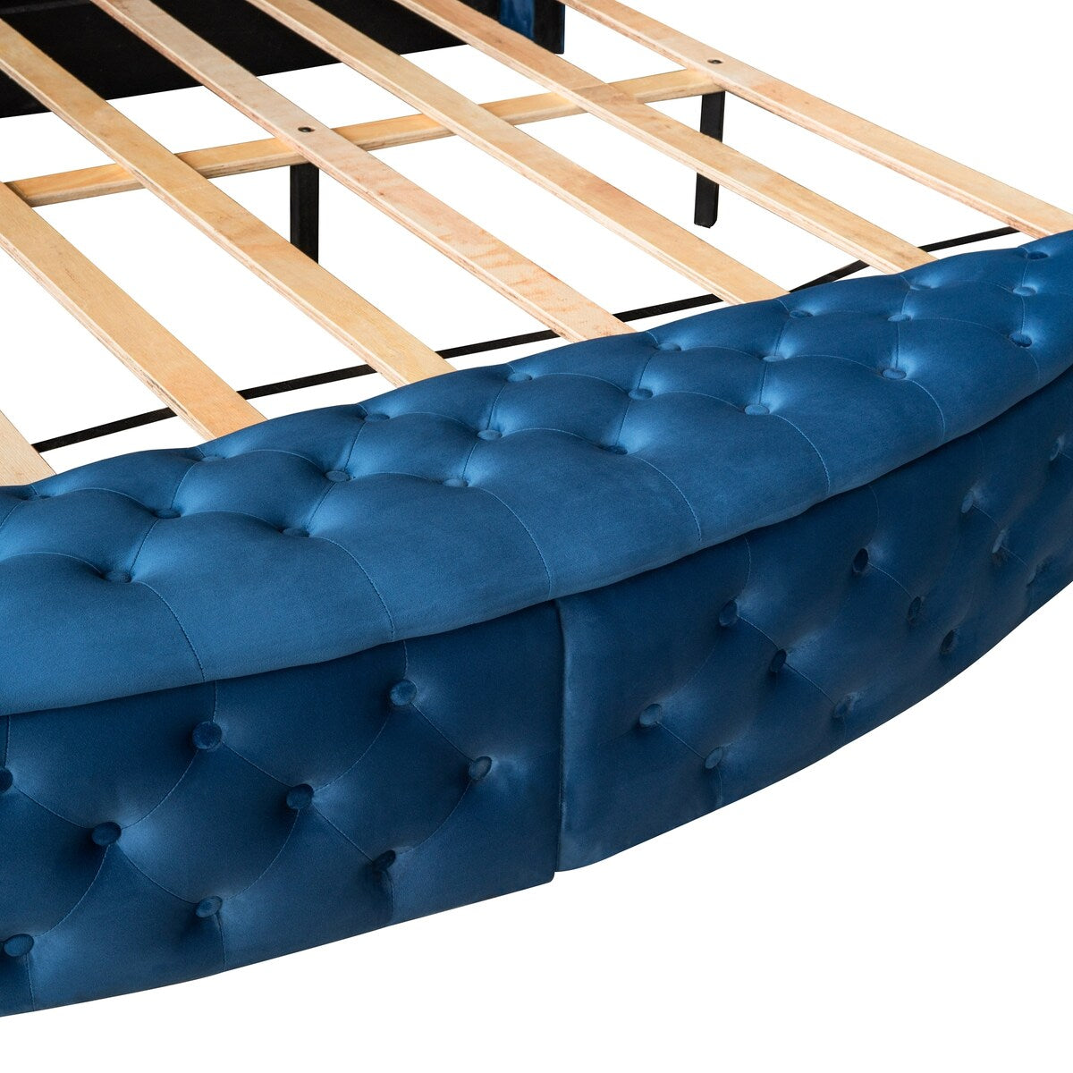 Full Size Round Shape Upholstered Storage Platform Bed with Storage Space and Headboard