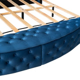 Full Size Round Shape Upholstered Storage Platform Bed with Storage Space and Headboard