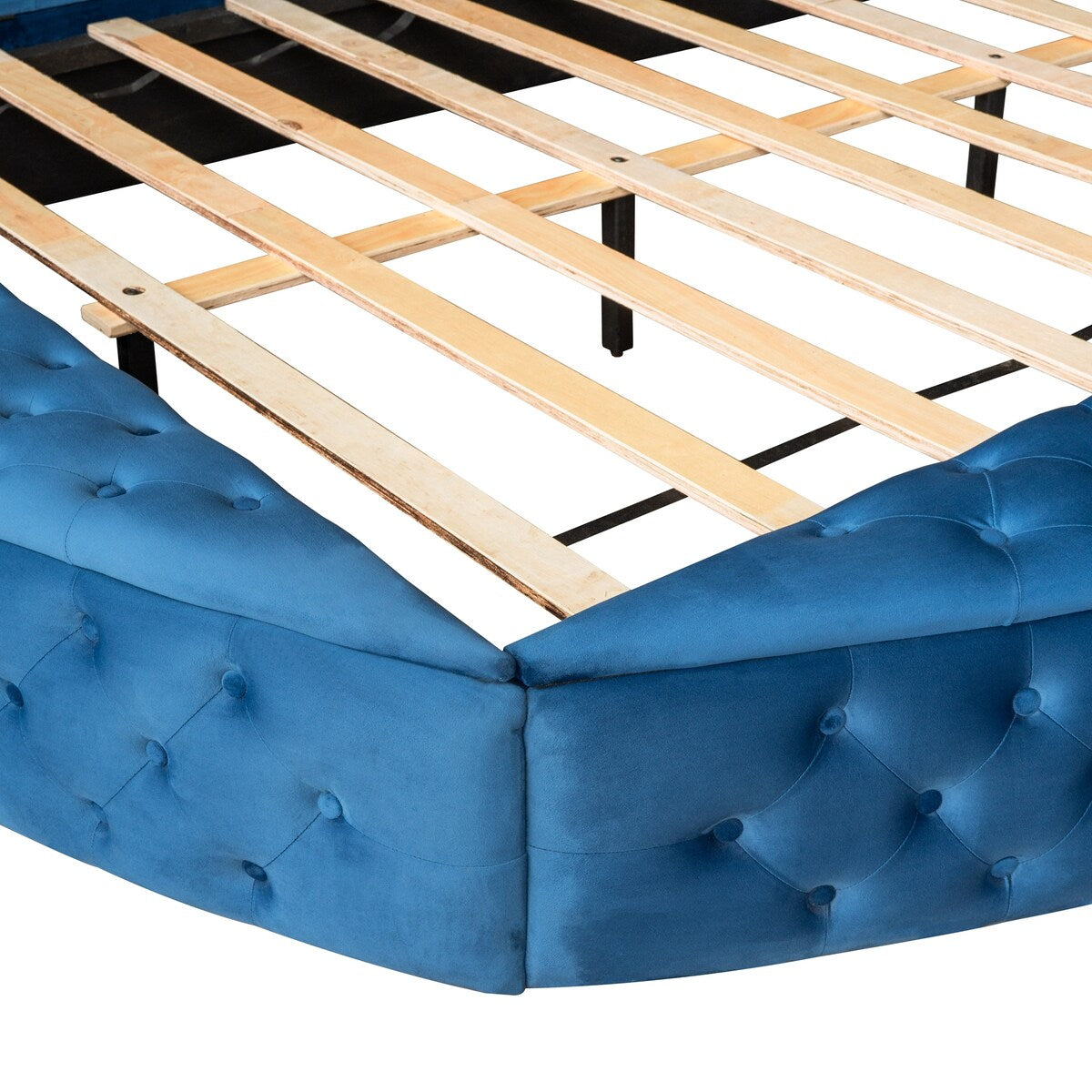 Full Size Round Shape Upholstered Storage Platform Bed with Storage Space and Headboard
