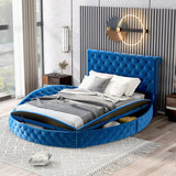 Full Size Round Shape Upholstered Storage Platform Bed with Storage Space and Headboard
