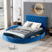 Full Size Round Shape Upholstered Storage Platform Bed with Storage Space and Headboard