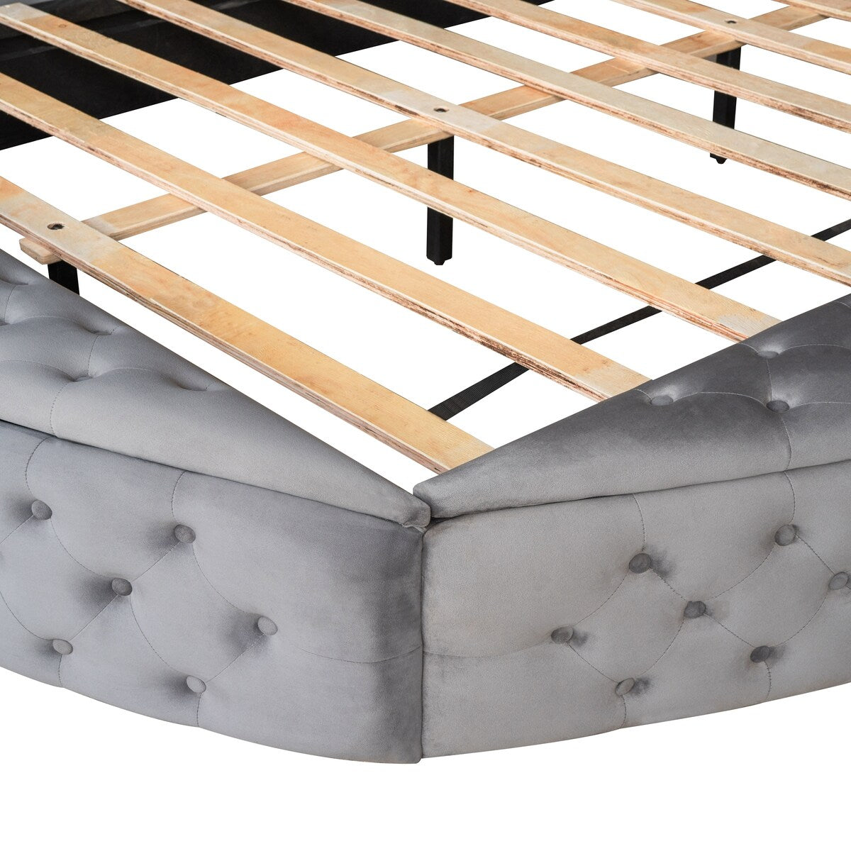 Full Size Round Shape Upholstered Storage Platform Bed with Storage Space and Headboard