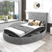Full Size Round Shape Upholstered Storage Platform Bed with Storage Space and Headboard