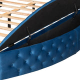 Full Size Round Shape Upholstered Storage Platform Bed with Storage Space and Headboard