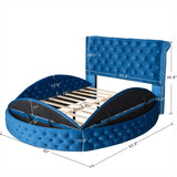 Full Size Round Shape Upholstered Storage Platform Bed with Storage Space and Headboard