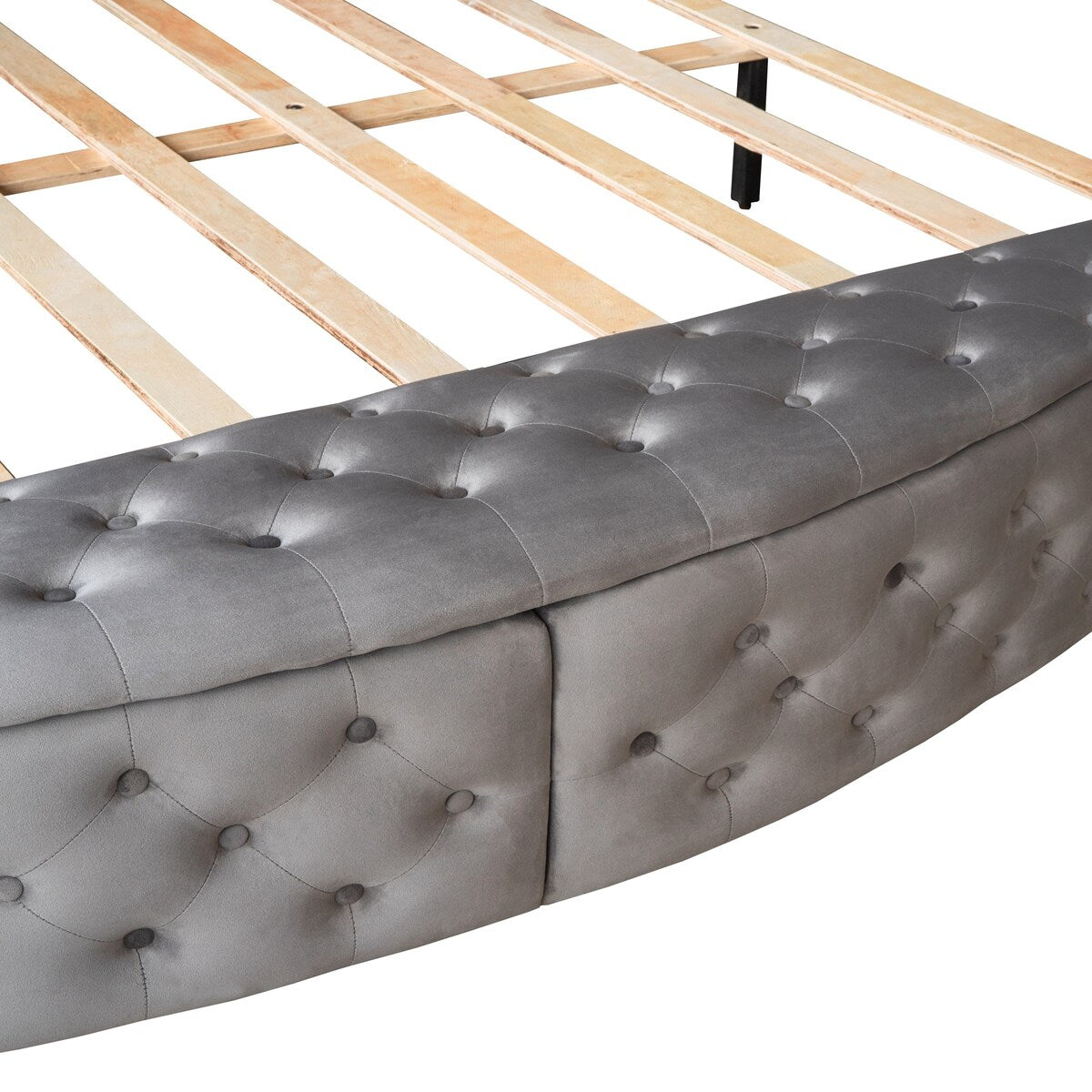 Full Size Round Shape Upholstered Storage Platform Bed with Storage Space and Headboard