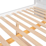 Full over Full Size Solid Wood Bunk Bed with Twin Size Trundle Bed, Storage Stairs and Built-in Ladder