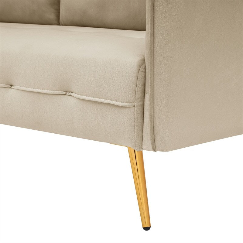 Velvet sofa, Loveseat Sofa with Metal Feet and Open Armrest for Living Room Bedroom