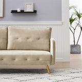 Velvet sofa, Loveseat Sofa with Metal Feet and Open Armrest for Living Room Bedroom