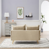 Velvet sofa, Loveseat Sofa with Metal Feet and Open Armrest for Living Room Bedroom