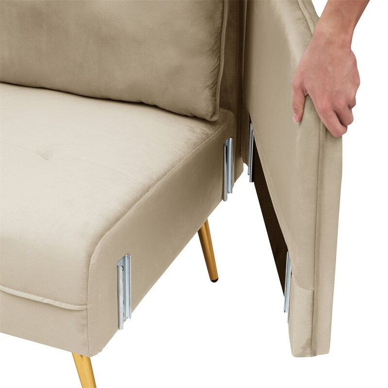 Velvet sofa, Loveseat Sofa with Metal Feet and Open Armrest for Living Room Bedroom