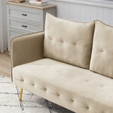 Velvet sofa, Loveseat Sofa with Metal Feet and Open Armrest for Living Room Bedroom