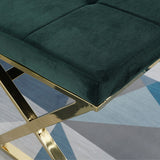 Modern and Top Rated Dining Room Living Room Green Bench with Stainless Steel and Velvet Ottaman