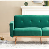 Modern velvet sand living room sofa Loveseat Sofa with Midfoot and Two throw Pillows for Living Room