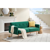 Modern velvet sand living room sofa Loveseat Sofa with Midfoot and Two throw Pillows for Living Room