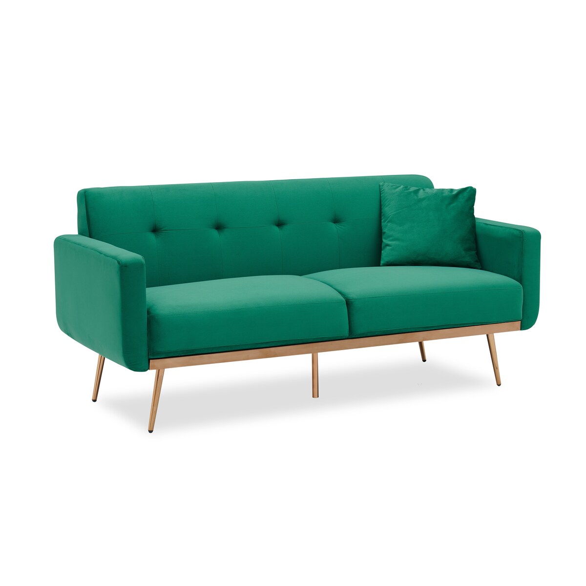 Modern velvet sand living room sofa Loveseat Sofa with Midfoot and Two throw Pillows for Living Room