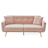 Modern velvet sand living room sofa Loveseat Sofa with Midfoot and Two throw Pillows for Living Room