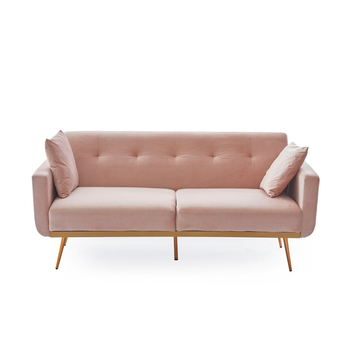 Modern velvet sand living room sofa Loveseat Sofa with Midfoot and Two throw Pillows for Living Room
