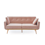 Modern velvet sand living room sofa Loveseat Sofa with Midfoot and Two throw Pillows for Living Room