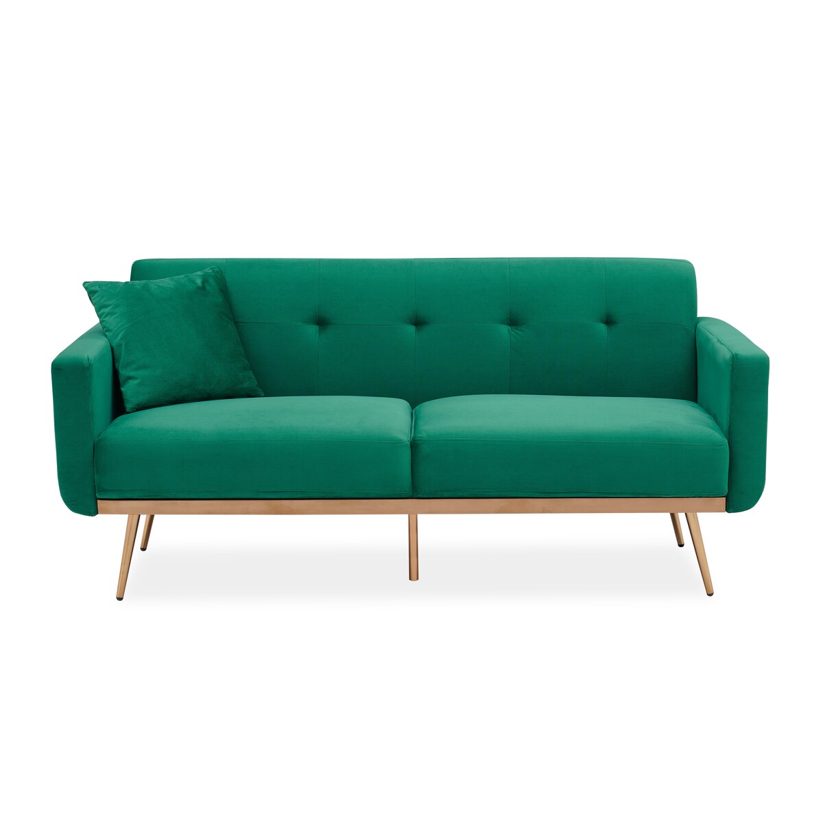 Modern velvet sand living room sofa Loveseat Sofa with Midfoot and Two throw Pillows for Living Room