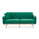 Modern velvet sand living room sofa Loveseat Sofa with Midfoot and Two throw Pillows for Living Room